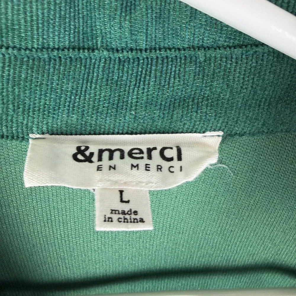&merci Mens Emerald Green Corduroy Button Down Utility Shirt Large MTP8875 - Picture 7 of 9